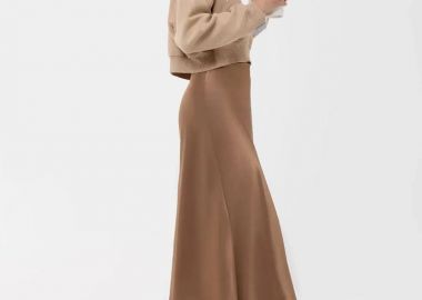 Myla γυναικεία μιντι σατεν φούστα καμελ - SOU - 