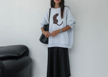 Myla γυναικεία μιντι σατεν φούστα μαυρη - SOU - 