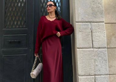 Myla γυναικεία μιντι σατεν φούστα μπορντό - SOU - 