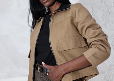 NAIKA γυναικείo τζακετ κοντο με δερματίνη γιακά - SOU - 