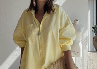 NAMMOS πουκαμίσα οversized μακρια κιτρινο - SOU - 