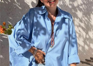 NAMMOS πουκαμίσα οversized μακρια μπλε - SOU - 