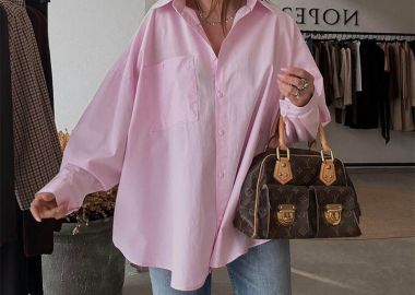NAMMOS πουκαμίσα οversized μακρια ροζ - SOU - 