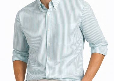 Nautica ανδρικό πουκάμισο button down με ριγέ σχέδιο και τσέπη Calssic Fit - W65210 Πράσινο Aqua - NAUTICA - 