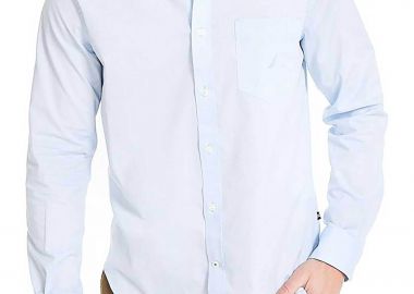 Nautica ανδρικό πουκάμισο button down με τσέπη και κεντημένο λογότυπο Classic Fit - W45126 Σιελ - NAUTICA - 
