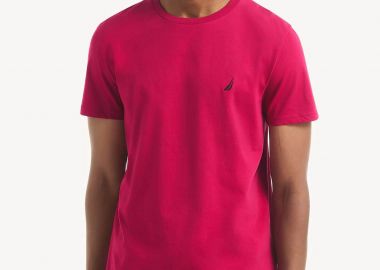 Nautica ανδρικό T-shirt με κεντημένο λογότυπο Classic Fit - VR8100 Φούξια - NAUTICA - 