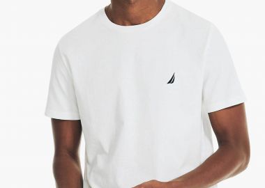 Nautica ανδρικό T-shirt με κεντημένο λογότυπο Classic Fit - VR8100 Λευκό - NAUTICA - 