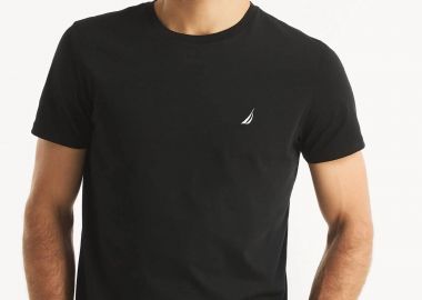 Nautica ανδρικό T-shirt με κεντημένο λογότυπο Classic Fit - VR8100 Μαύρο - NAUTICA - 