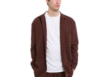 NE EN AOUT Ανδρικό Καφέ Milk Chocolate Overshirt - NE EN AOUT - 