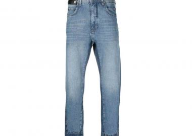 NEIL BARRETT Ανδρικό Μπλε Two Tone Straight Leg Jeans - NEIL BARRETT - 