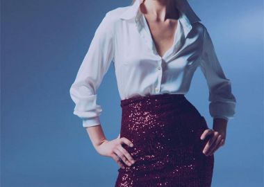 NELLY γυναίκεια μίνι φούστα με παγιετα μπορντό - SOU - 