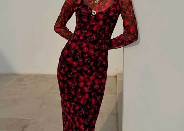 Never Fully Dressed γυναικείο maxi φόρεμα με cherry print 