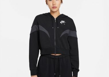 NIKE AIR MOCK FLEECE FULL-ZIP HOODIE ΜΑΥΡΟ - NIKE - 