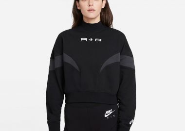 NIKE AIR MOCK FLEECE LONG SLEEVE TOP ΜΑΥΡΟ - NIKE - 