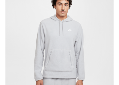 Nike Club Men's Winterized Pullover Hoodie Light Smoke GreyPureWhite FZ0660077 MBS - Nike Sportswear - 