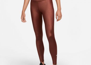 NIKE DRI-FIT ONE MID-RISE SHINE LEGGINGS ΚΑΦΕ - NIKE - 