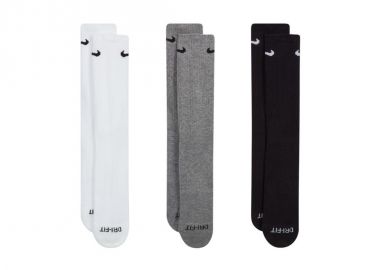 Nike Everyday Plus Cushioned Socks 3 Pairs White Gray Black SX6888 964 - Nike - 