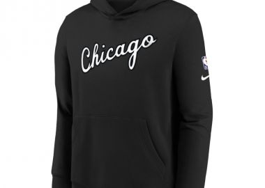 Nike Fleece Παιδικό Φούτερ με Κουκούλα και Τσέπες Μαύρο NBA Chicago Bulls EZ2B7FELN-BUL - Nike - 