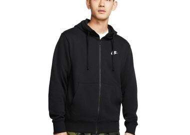 NIKE SPORTSWEAR CLUB FULL-ZIP HOODIE ΜΑΥΡΟ - NIKE - 