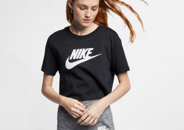 NIKE SPORTSWEAR ESSENTIAL CROPPED TEE ΜΑΥΡΟ - NIKE - 