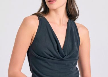 Ντραπέ αμάνικη μπλούζα με ανοιχτή πλάτη - FUNKY BUDDHA - 