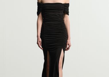 Ντραπέ μακρύ φόρεμα με έξω ώμους - 5206634999436 -  - 