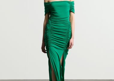 Ντραπέ μακρύ φόρεμα με έξω ώμους - 5206634999474 -  - 