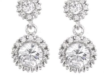 Νυφικά σκουλαρίκια συλλογή Bridal 2025 από ασήμι με πέτρες ζιργκόν -  - 