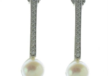 Νυφικά σκουλαρίκια συλλογή Bridal 2025 από ασήμι με πέτρες ζιργκόν και μαργαριτάρι -  - 