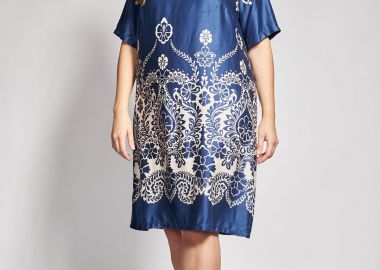 Occasion Φόρεμα Satin Viscose με Έθνικ Μπορντούρα -  - 