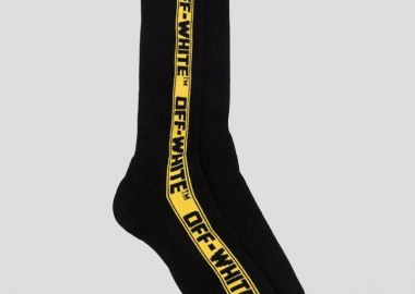 OFF-WHITE Ανδρικό Μαύρο Industrial Belt Stripe Socks In Black - OFF-WHITE - 