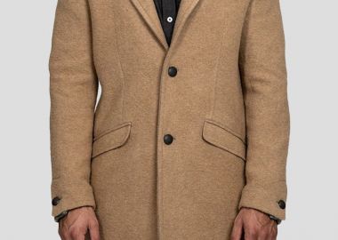 OFFICINA 36 Ανδρικό Καφέ Single-Breasted Camel Coat - OFFICINA 36 - 