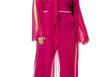 Ολόσωμη φόρμα με ανοιχτό μανίκι σε magenta χρώμα -  - 