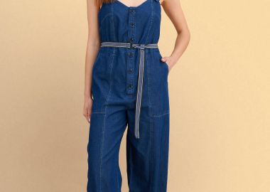 Ολόσωμη φόρμα τζιν με ζωνάκι - 5206179115919 -  - 