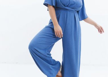 Ολόσωμη κρουαζέ φόρμα με δέσιμο σε ίντιγκο χρώμα -  - 