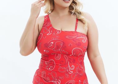 Ολόσωμο μαγιό με έναν ώμο σε κόκκινο χρώμα -  - 