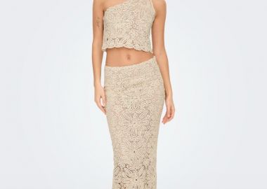 Only Alberte Mid Waist Long Skirt 15344887 Nude-Ρόζ - Only - 