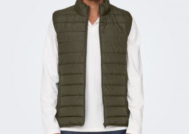 Only and Sons Brody Quilt Ανδρικό Αμάνικο Μπουφάν 22027450 Χακί - Only and Sons - 