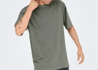 Only and Sons Distress Ανδρικό Relaxed Fit T-Shirt 22030505 Λαδί - Only and Sons - 