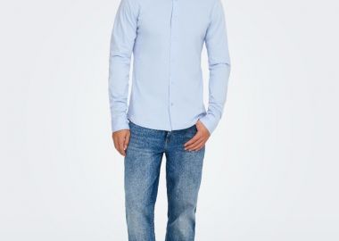 Only and Sons Robin Ανδρικό Μακρυμάνικο Slim Fit Πουκάμισο 22031023 Ανοιχτό Μπλέ - Only and Sons - 