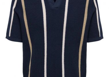 Only and Sons Strym Ανδρικό Life Regular Κοντομάνικο Πλεκτό T-Shirt 22037321 Σκούρο Μπλέ - Only and Sons - 