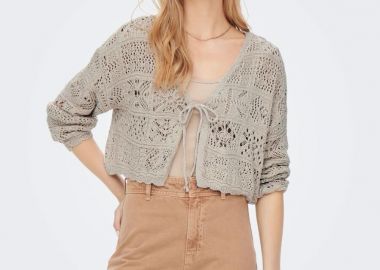 Only Beach Life Γυναικεία πλεκτή Ζακέτα 15257604 Σκούρο Γκρί - Only - 