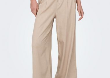 Only Svea-Goa Γυναικείo Wide Leg Linen Παντελόνι 15364120 Μπέζ - Only - 