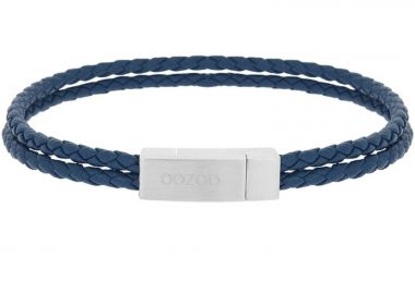 OOZOO Βραχιόλι από ανοξείδωτο ατσάλι & δέρμα Blue (Μήκος 19.5cm) SB-1056-195 - Oozoo Jewellery - 
