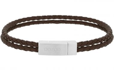 OOZOO Βραχιόλι από ανοξείδωτο ατσάλι & δέρμα Brown (Μήκος 19.5cm) SB-1058-195 - Oozoo Jewellery - 