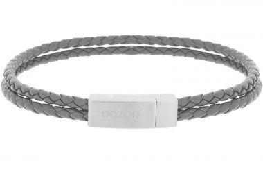 OOZOO Βραχιόλι από ανοξείδωτο ατσάλι & δέρμα Grey (Μήκος 19.5cm) SB-1055-195 - Oozoo Jewellery - 