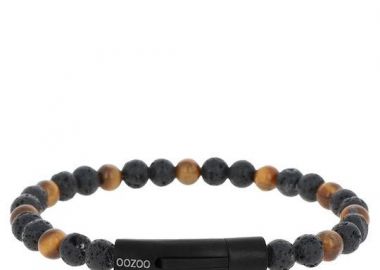 OOZOO Βραχιόλι από Ανοξείδωτο ατσάλι Black & Brown (Μήκος 19.5cm) SB-1065-195 - Oozoo Jewellery - 