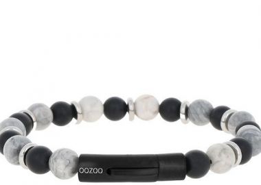 OOZOO Βραχιόλι από Ανοξείδωτο ατσάλι Grey & White (Μήκος 19.5cm) SB-1068-195 - Oozoo Jewellery - 
