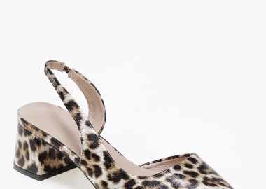 Open heel χαμηλές γόβες με χοντρό τακούνι - Λεοπάρ - Issue - 