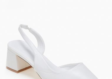 Open heel χαμηλές γόβες με χοντρό τακούνι - Λευκό - Issue - 